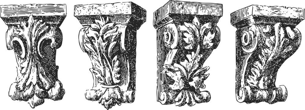 ornate vintage architectural corbels set classic decorative carved wooden brackets for support and embellishment