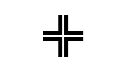 Obraz premium Geometric black cross symbol on a white background design isolated