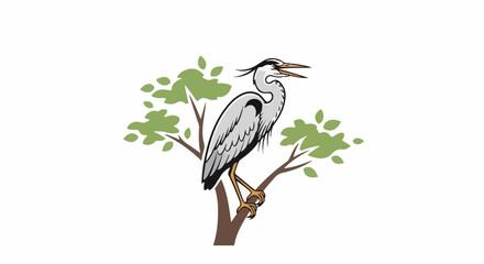 Fototapeta premium A grey heron perched on a branch of a tree