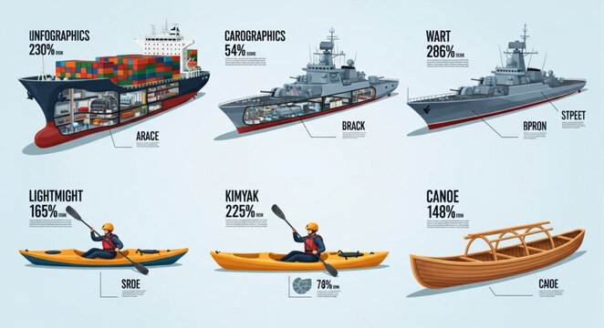 Comparison of different types of boats and watercraft.