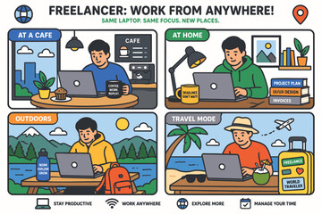 Flexible workspaces for modern freelancers working from various locations © Md Abdul Latif