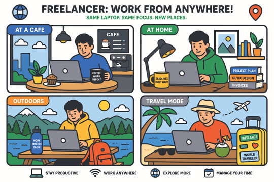 Flexible workspaces for modern freelancers working from various locations