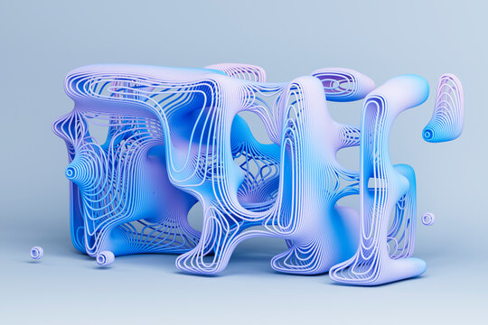 3D fluid line network with hollow contour and loop form