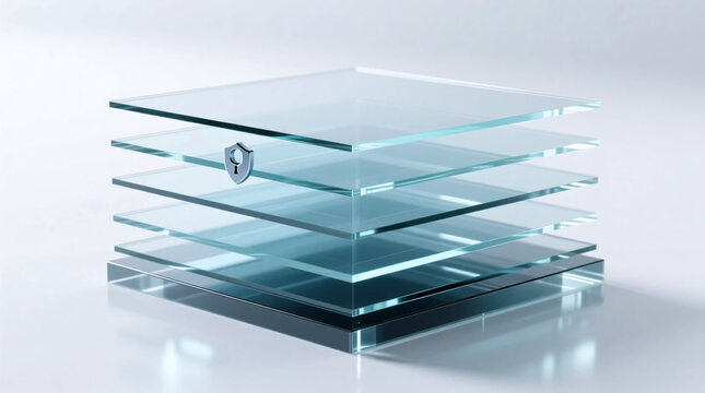 Layered digital defense architecture illustrating Zero trust security principles for robust data protection in a clean environment, emphasizing access control