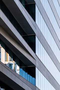 Architecture building facade in concrete shows balconies lines and perspective with modern minimalism pattern as abstract geometric composition