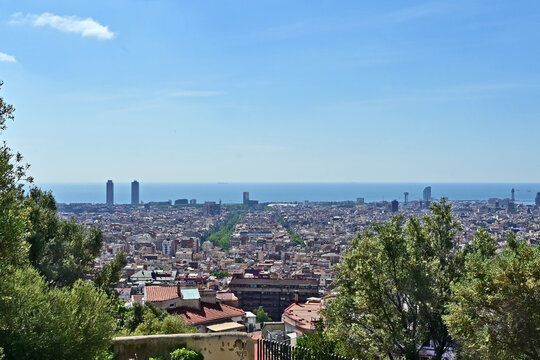 Barcellona, decorazioni, edifici ed architetture del Park G&uuml;ell, Catalogna, Spagna