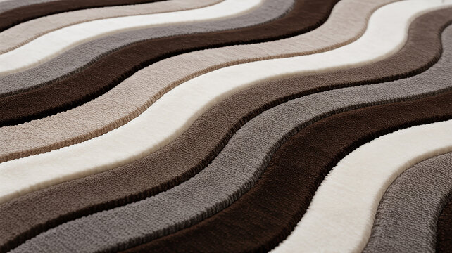 A close-up photograph of a textured carpet with a wavy pattern
