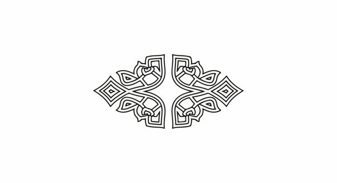 Black and white symmetrical ornamental Celtic knotwork design