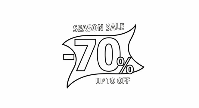Stylized banner advertising a 70% off season sale