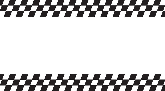 Checkered racing stripes border with white copy space for text