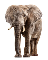 Obraz premium African elephant walking isolated on white background