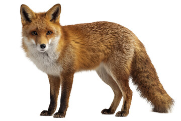 Obraz premium Red fox standing isolated on white background