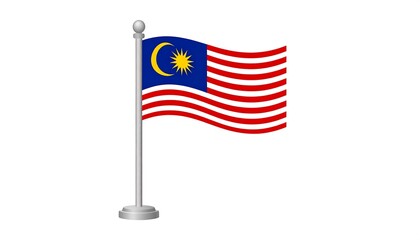 Fototapeta premium Digitally rendered image of a national flag on a silver pole, blowing in the wind. The flag features a blue canton with a star and crescent