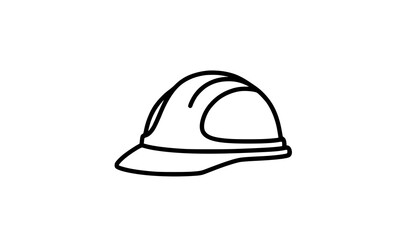Fototapeta premium Safety Cap Line Icon. Protective Helmet Outline Vector. Construction Safety Hat Black Outline Isolated on White Background