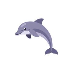 Naklejka premium gray dolphin, underwater marine animal, colorful illustration