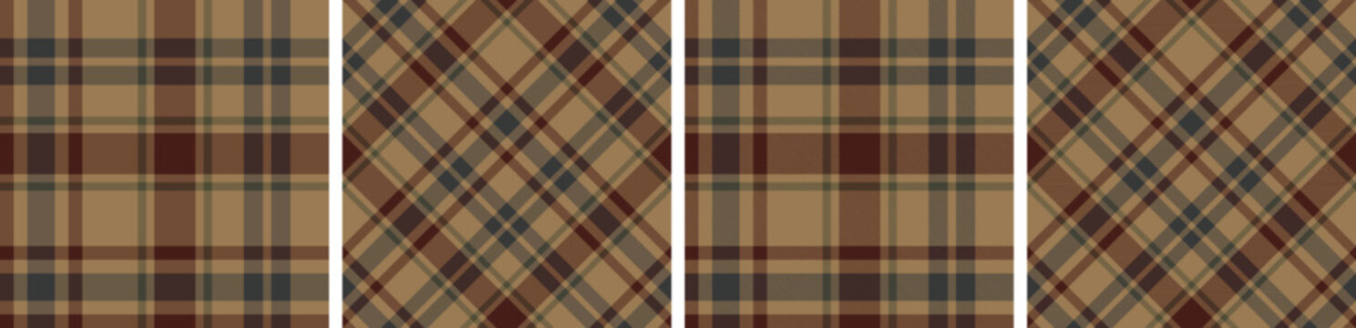 Scottis pattern set.tartan check fabric texture seamless pattern fashion design use for plaid fabric, flannel shirt, Background for garments textile. 