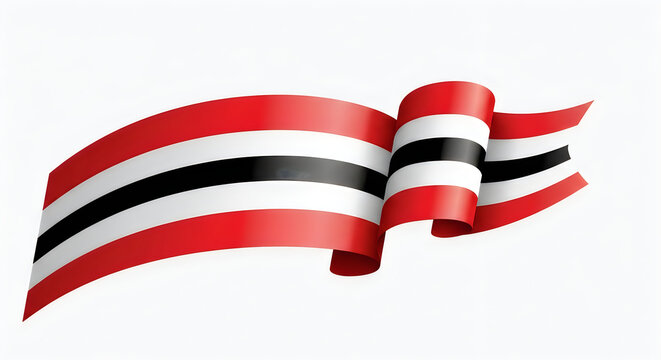 3D Rendered Yemeni Flag with Ribbon Effect Vector, illustration