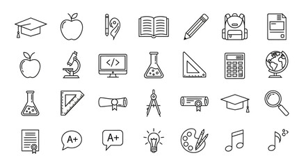 Education icons on white background. © Ami Triyatmi