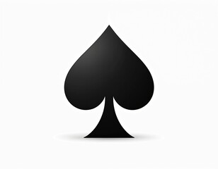 Fototapeta premium Black spade symbol on white background. Isolated graphic element for card games, casino, or design. Simple, minimalist icon for luck or strategy.