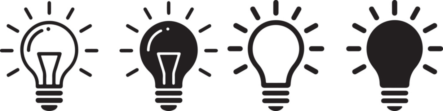Set of light bulb icons representing ideas and innovation