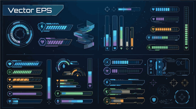 Sci-Fi Tactical Health HUD &ndash; Futuristic Game UI Vector Set