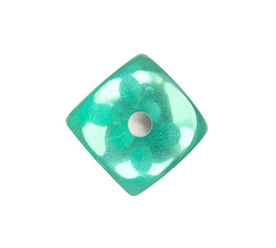 Green dice on white background