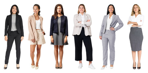 Fototapeta na wymiar PNG Diverse professional women standing confidently on transparent background
