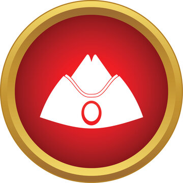 Bicorn hat representing historical military uniform or costume in a red circle icon
