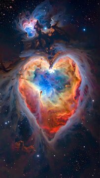 Vibrant heart-shaped nebula in deep space with stars