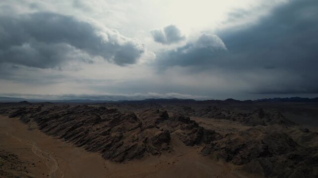 Cinematic Aerial Of Geological Syncline Formation, Noyon Uul, Mongolia