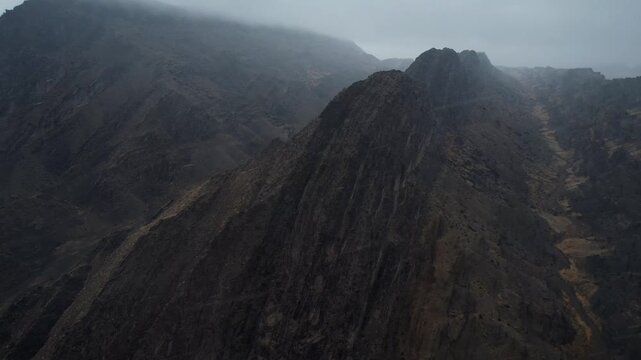 Moody Drone Shot Of Tilted Strata And Deep Ridges, Noyon Uul, Mongolia