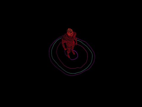 A stylized art illustration of a red rooster on a black background featuring floral swirl patterns and light vector elements for a nature wallpaper design