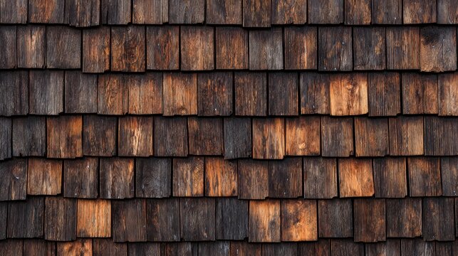 Traditional dark wood siding pattern featuring vertical grain and weathered timber tiles.