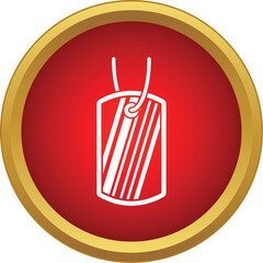 Obraz premium Dog tag icon symbolizing military identification for soldiers and veterans on a red background