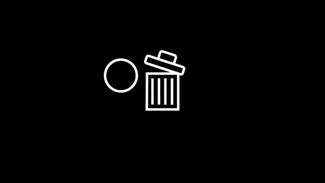 animation of a film reel icon near a trash can symbolizing video deletion, perfect for websites, blogs or social media posts related to video editing. 4K,,.....,,,,4k video,..