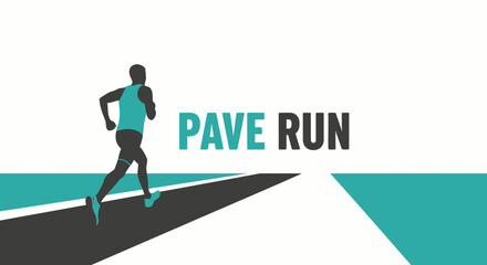 Fototapeta premium Dynamic Runner Silhouette On Paved Path With Bold Text Graphic