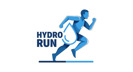 Obraz premium Dynamic Runner With Water Drop Logo Concept For Hydration And Sports