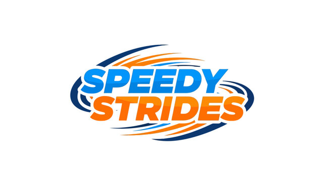 Dynamic Logo Design Featuring The Words Speedy Strides With Abstract Graphics