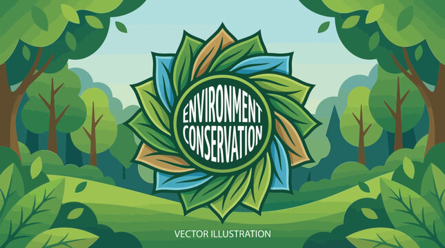 Environment Protection Message Presenting Natural Greenery in a Designed Illustration