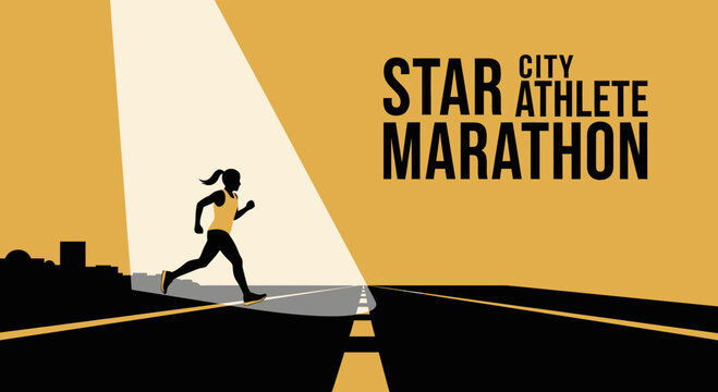 Energetic City Marathon Runner Illuminated Against a Unique Artistic Background