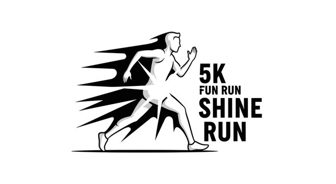 Energetic Athlete in Motion Logo for 5K Fun Run, Shine Run Event and Race Branding.