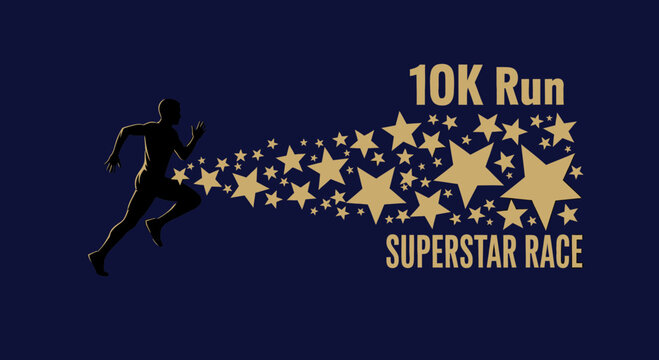 Elite Runner Racing Towards a Celestial Finish Line at the 10K Superstar Race Event