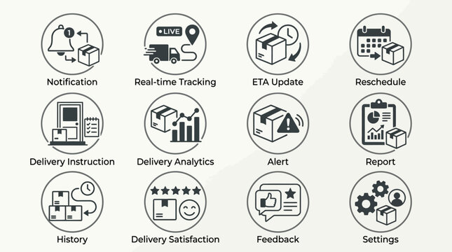 Logistics and Delivery Service Icons Set.