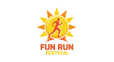 Obraz premium Energetic Fun Run Festival Logo Depicting Sun and Silhouette Runner for Event Marketing