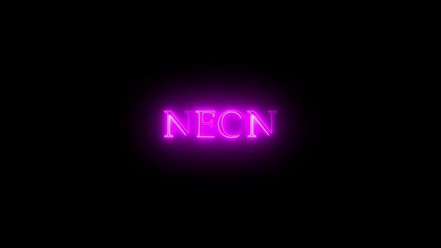 Neon- neon text with neon lines animation.Neon Light text animation background. 4k video