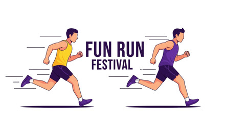 Obraz premium Energetic Runners Showcasing Vibrant Illustration for Fun Run Festival Event