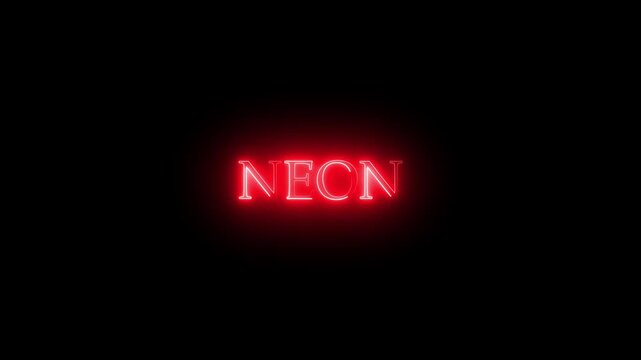 Neon- neon text with neon lines animation.Neon Light text animation background. 4k video