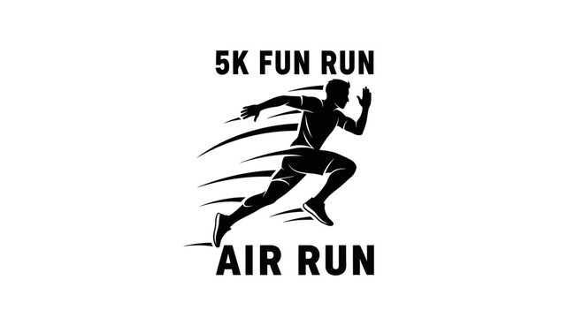 Energetic Runner Silhouette in Motion Depicting a 5K Fun Run and Air Run Concept