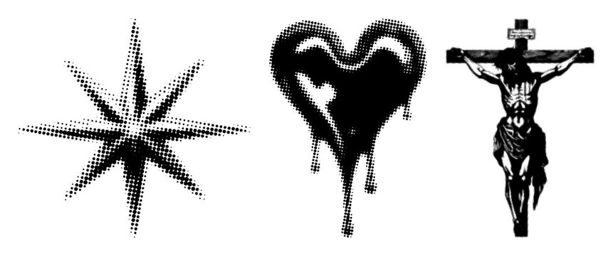 PNG Bold symbolic black tattoo designs on transparent background