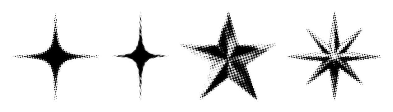 PNG Stylized black star shapes on transparent background